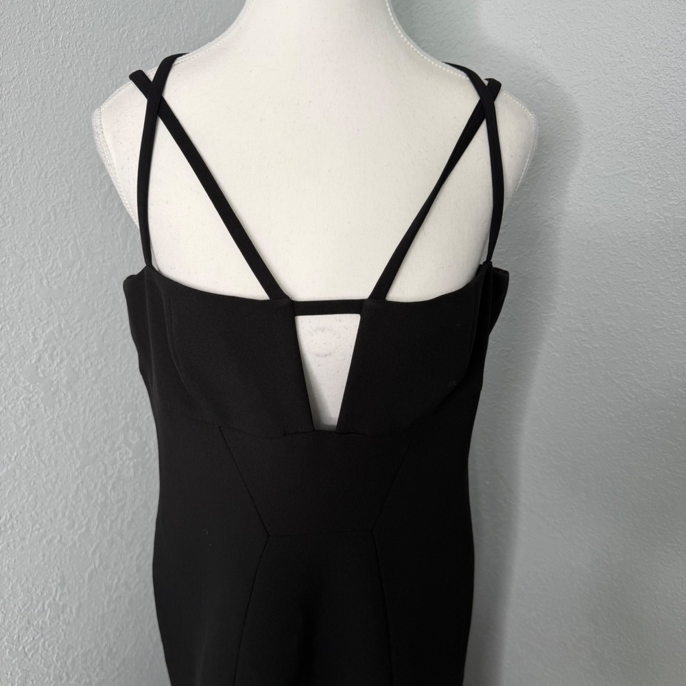 BCBGMAXAZRIA Womens Black Strappy Back Architectural Gown Dress Size 12 - Picture 4 of 9